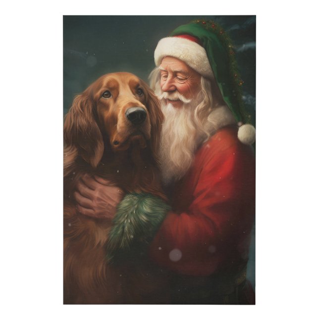 Irish Red Setter Santa Claus Festive Christmas Faux Canvas Print (Front)