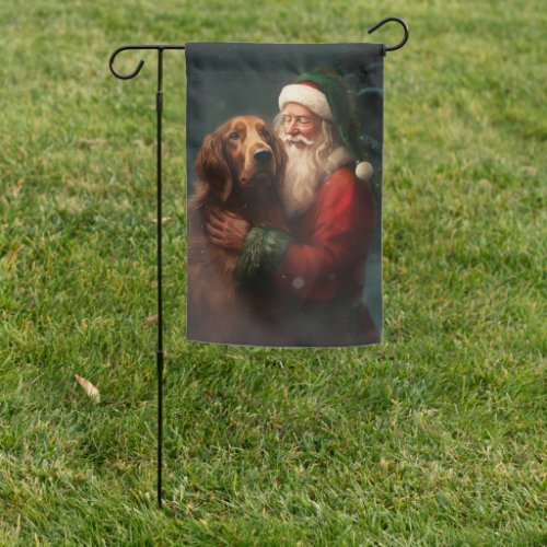 Irish Red Setter Santa Claus Festive Christmas Garden Flag