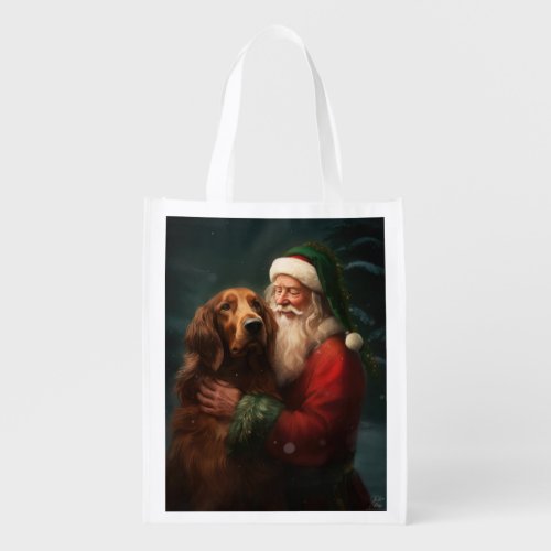 Irish Red Setter Santa Claus Festive Christmas Grocery Bag