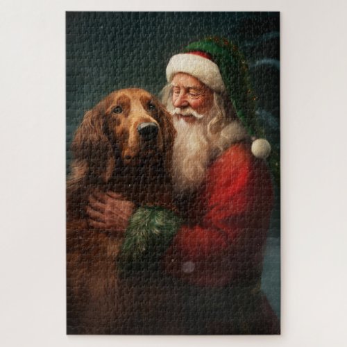 Irish Red Setter Santa Claus Festive Christmas Jigsaw Puzzle