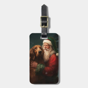 Irish Red Setter Santa Claus Festive Christmas Luggage Tag