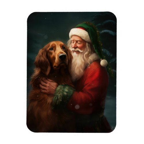 Irish Red Setter Santa Claus Festive Christmas Magnet