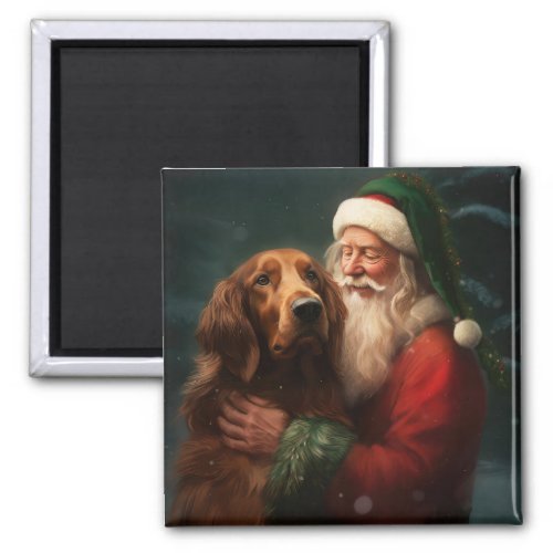 Irish Red Setter Santa Claus Festive Christmas Magnet