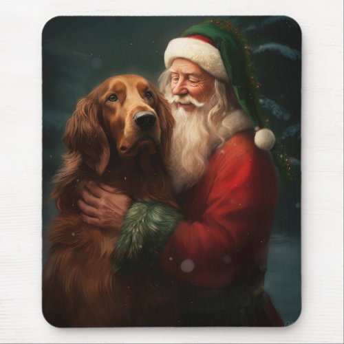 Irish Red Setter Santa Claus Festive Christmas Mouse Pad