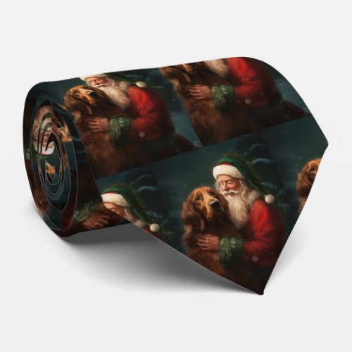 Irish Red Setter Santa Claus Festive Christmas Neck Tie