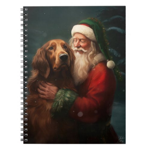 Irish Red Setter Santa Claus Festive Christmas Notebook