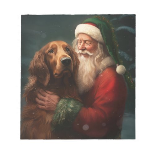 Irish Red Setter Santa Claus Festive Christmas Notepad