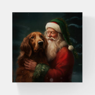 Irish Red Setter Santa Claus Festive Christmas Paperweight