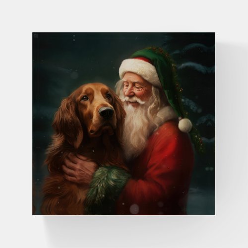 Irish Red Setter Santa Claus Festive Christmas Paperweight