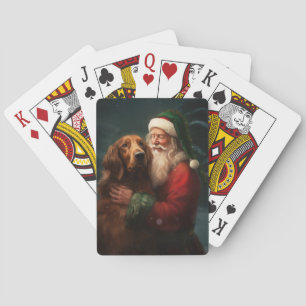 Irish Red Setter Santa Claus Festive Christmas Poker Cards