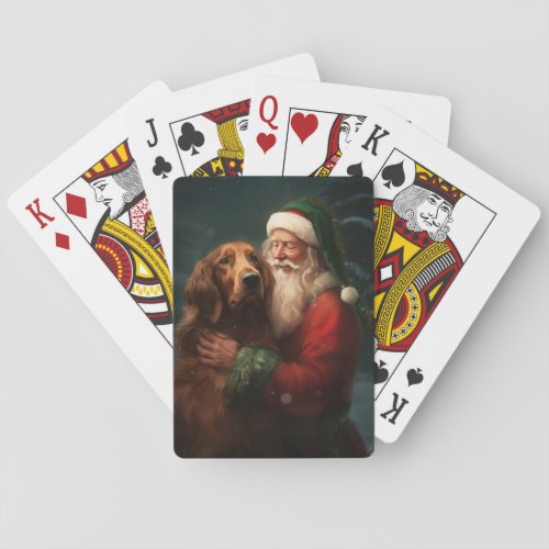 Irish Red Setter Santa Claus Festive Christmas Poker Cards