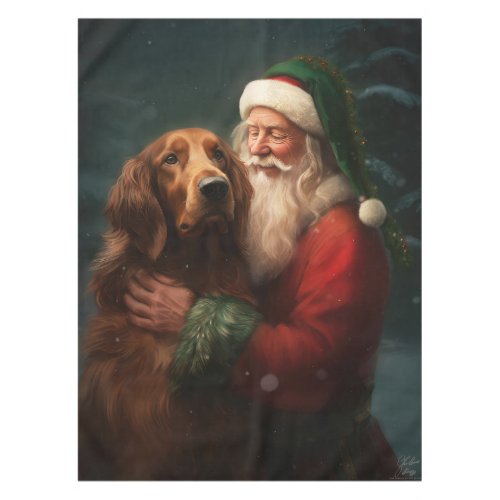 Irish Red Setter Santa Claus Festive Christmas Tablecloth