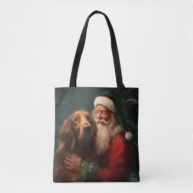 Irish Red Setter Santa Claus Festive Christmas Tote Bag (Front)