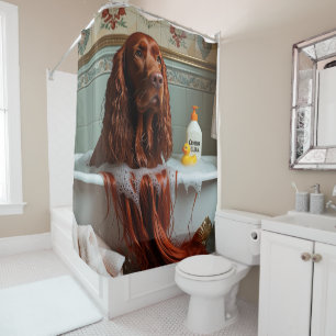 Irish Red Setter Sloppy Sleepy Cute Funny Shower Curtain