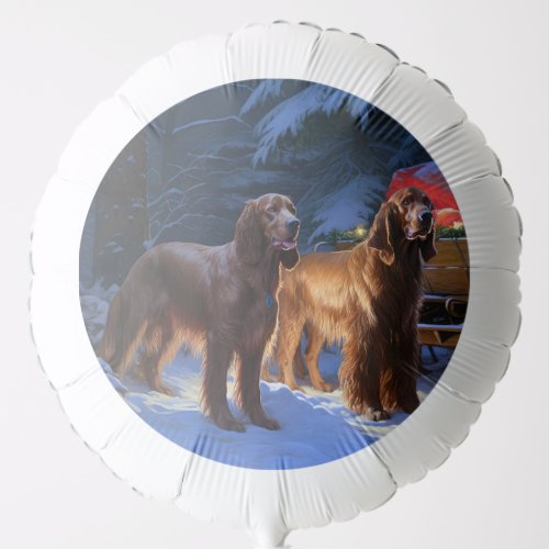 Irish Red Setter Snowy Sleigh Christmas Decor  Balloon