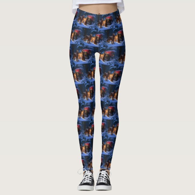 Irish Red Setter Snowy Sleigh Christmas Decor  Leggings (Front)