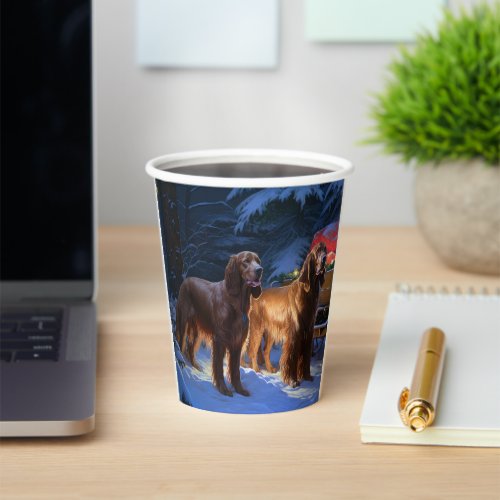 Irish Red Setter Snowy Sleigh Christmas Decor  Paper Cups