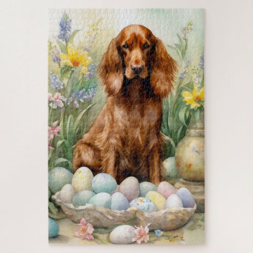 Irish Red Setter with Easter Eggs Jigsaw Puzzle