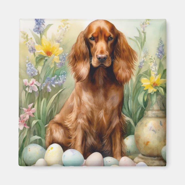 Irish Red Setter with Easter Eggs Magnet (Front)