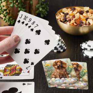Irish Red Setter with Easter Eggs Poker Cards