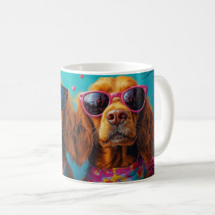 Irish Red Setter With Heart Roses Valentine's Day Coffee Mug