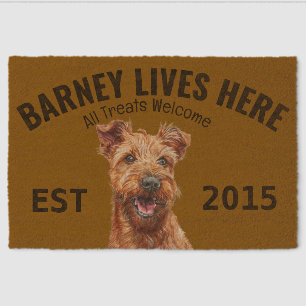 Irish Red Terrier Personalized Fiber Doormat
