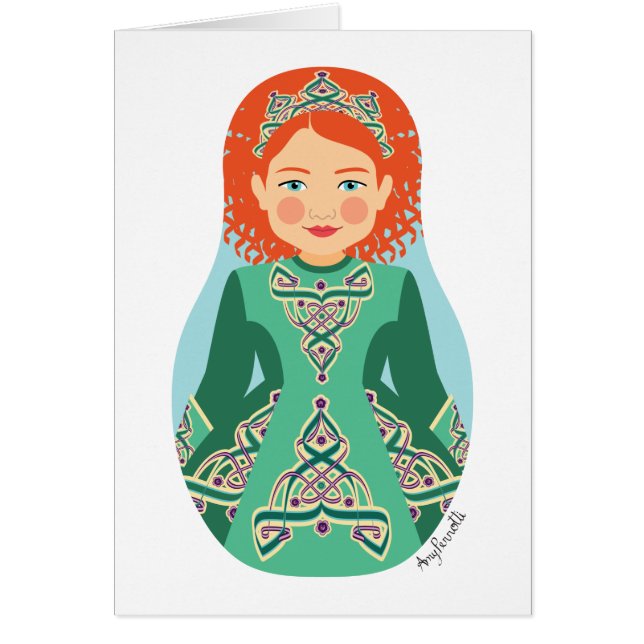 Irish Redhead Dancer Matryoshka Card (Front)