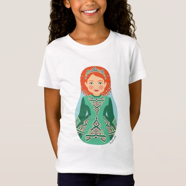Irish Redhead Matryoshka Girls' T-Shirt (Front)
