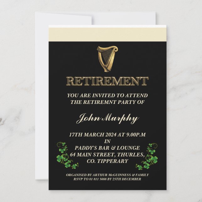 Irish Retirement Party Invitation (Front)