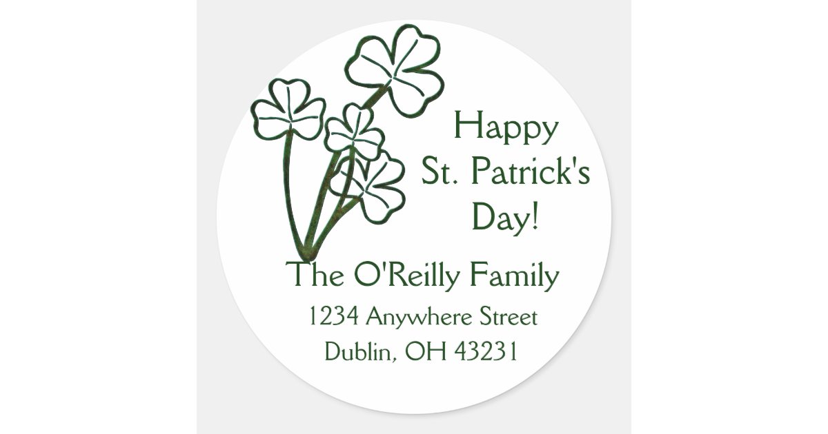 Irish Return Address Labels Four Shamrock Flower Zazzle