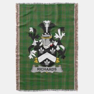 Irish Richards Coat of Arms Family Crest Ireland Throw Blanket