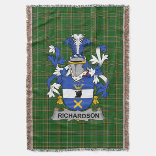  Irish Richardson Coat of Arms Family Crest Irelan Throw Blanket