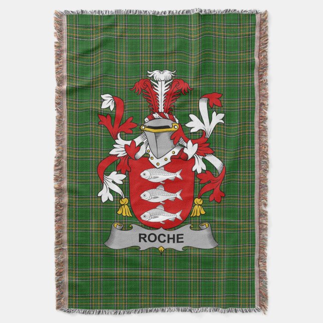  Irish Roche Coat of Arms Family Crest Ireland Iri Throw Blanket (Front Vertical)