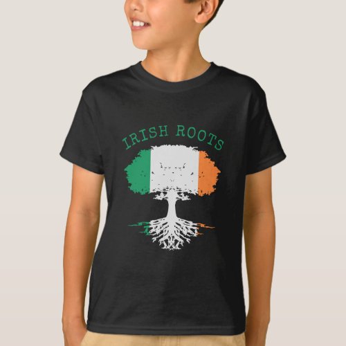 Irish Roots Family Tree Kids T_Shirt