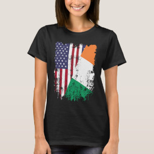 Irish Roots Half American Flag Ireland Flag T-Shirt