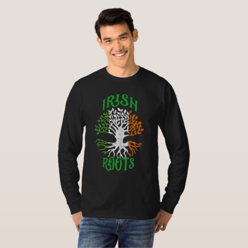 Irish Roots Heritage Tree Flag of Ireland T_Shirt