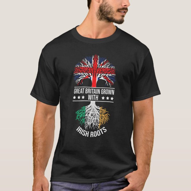 Irish Roots Immigrants Ancestry Great Britain Irel T-Shirt (Front)