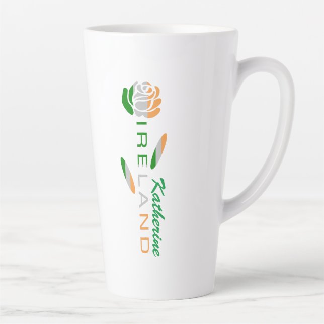 Irish Rose Flag Personalized Name  Latte Mug (Right)