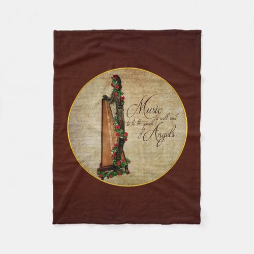 Irish Rose Harp Fleece Blanket