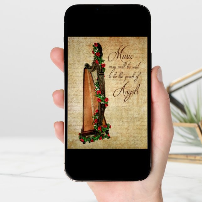 Irish Rose Harp Note Card (Front Digital)