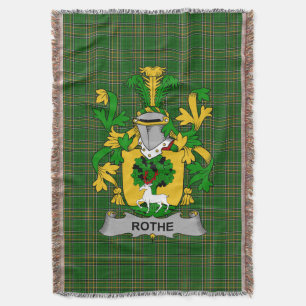 Irish Rothe Coat of Arms Family Crest Ireland Throw Blanket