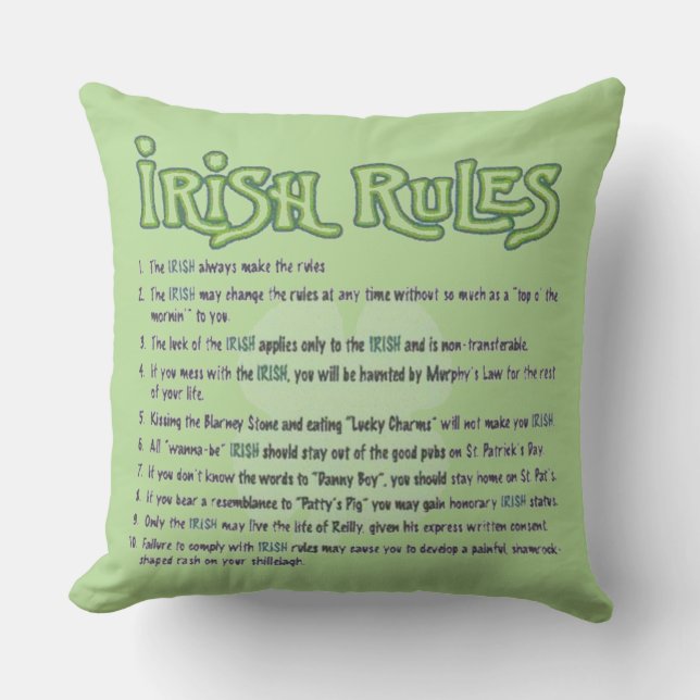 Irish Rules Throw Pillow (Front)
