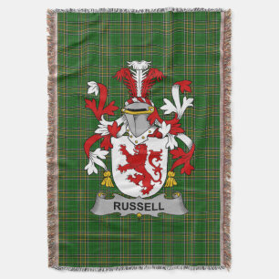 Irish Russell Coat of Arms Family Crest Ireland Throw Blanket