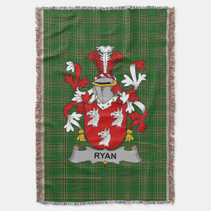 Irish Ryan or O_Mulrian Coat of Arms Family Crest Throw Blanket