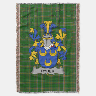  Irish Ryder Coat of Arms Family Crest Ireland Throw Blanket