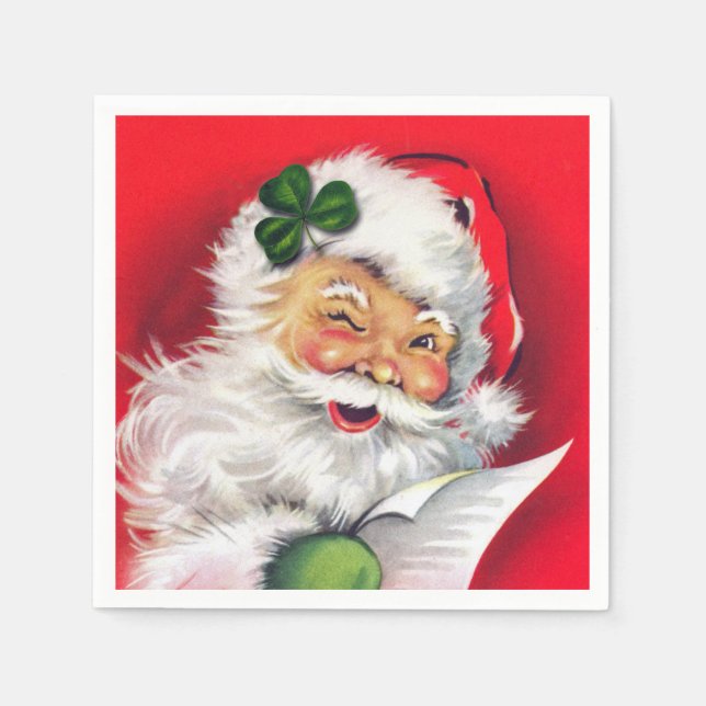 Irish Santa, Ireland, Irish Christmas Napkins (Front)