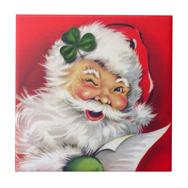 Irish Santa, Irish, Christmas, Ireland, Irish Ceramic Tile (Front)