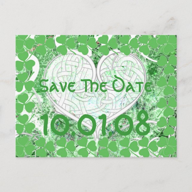 Irish Save the Date - Distressed-Grunged Announcement Postcard (Front)