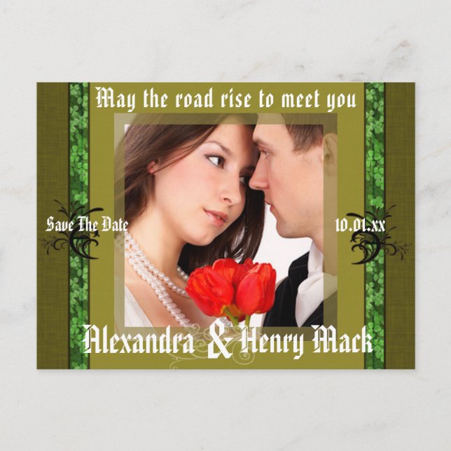 Irish Save The Date with Your Photo Announcement Postcard (Front)