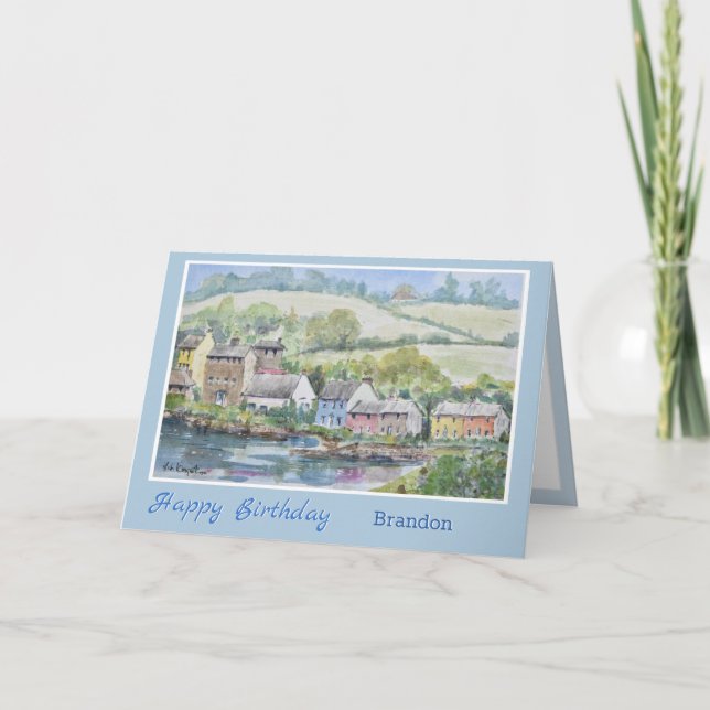 Irish Seaside Town Personalized Birthday Card (Front)